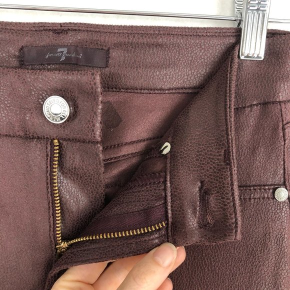 7FAMK Dark Purple Textured Skinny Pants Sz 24 - Picture 6 of 10